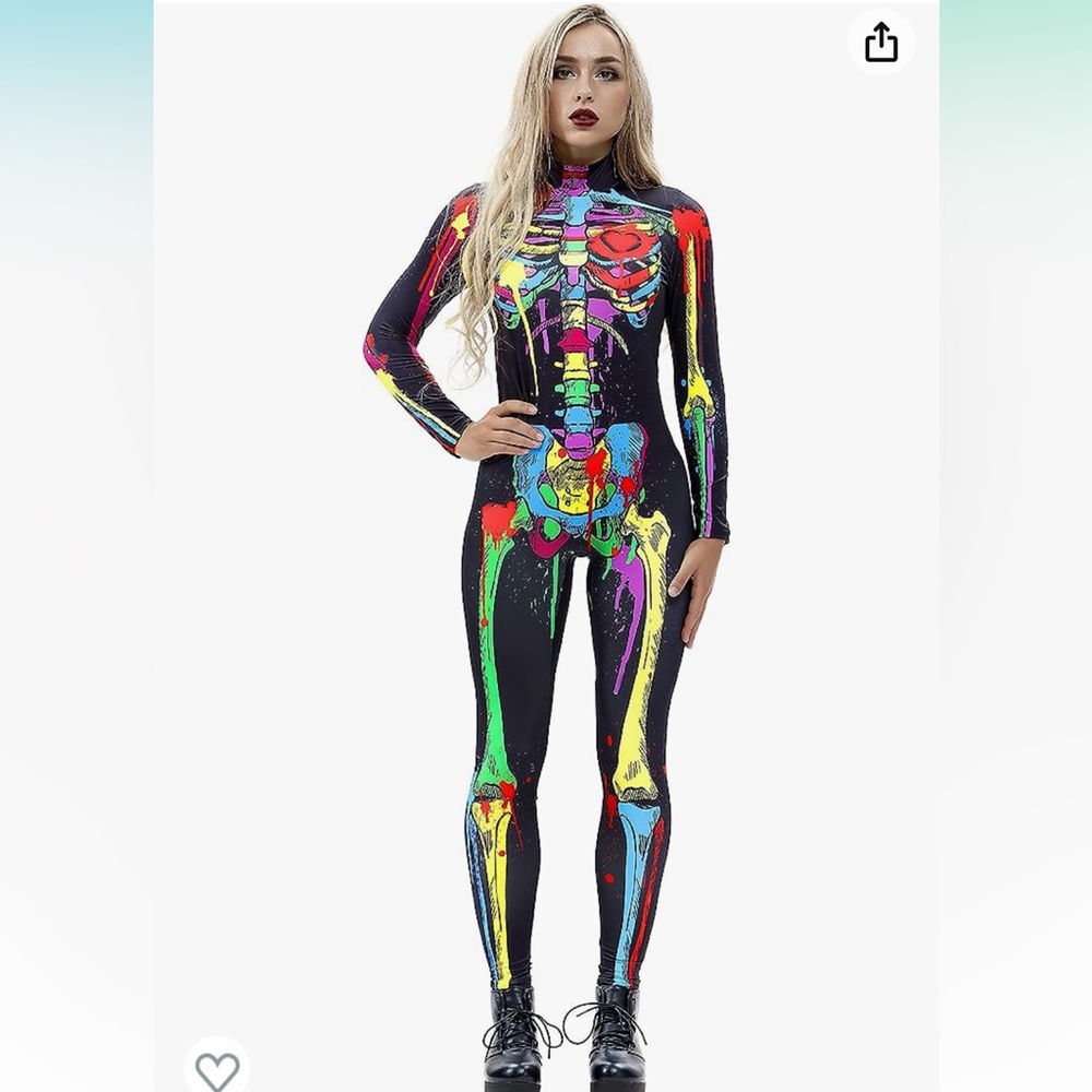 Neon Skeleton Jumpsuit Halloween Costume